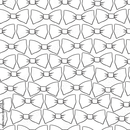 Seamless pattern with black and white bows on a white background. Stock vector illustration.Scandinavian style.