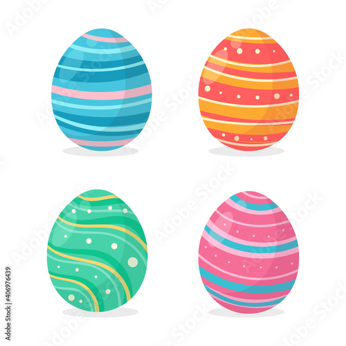Eggs painted in various colorful patterns For decorating the cards given to the children at Easter.
