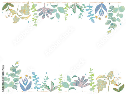 春の花と葉っぱのオシャレなフレームイラスト素材 Stock Illustration Adobe Stock