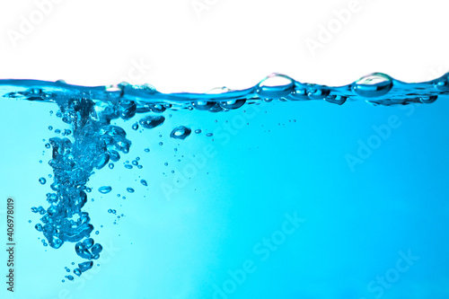 Water waves and bubbles on a white background for design