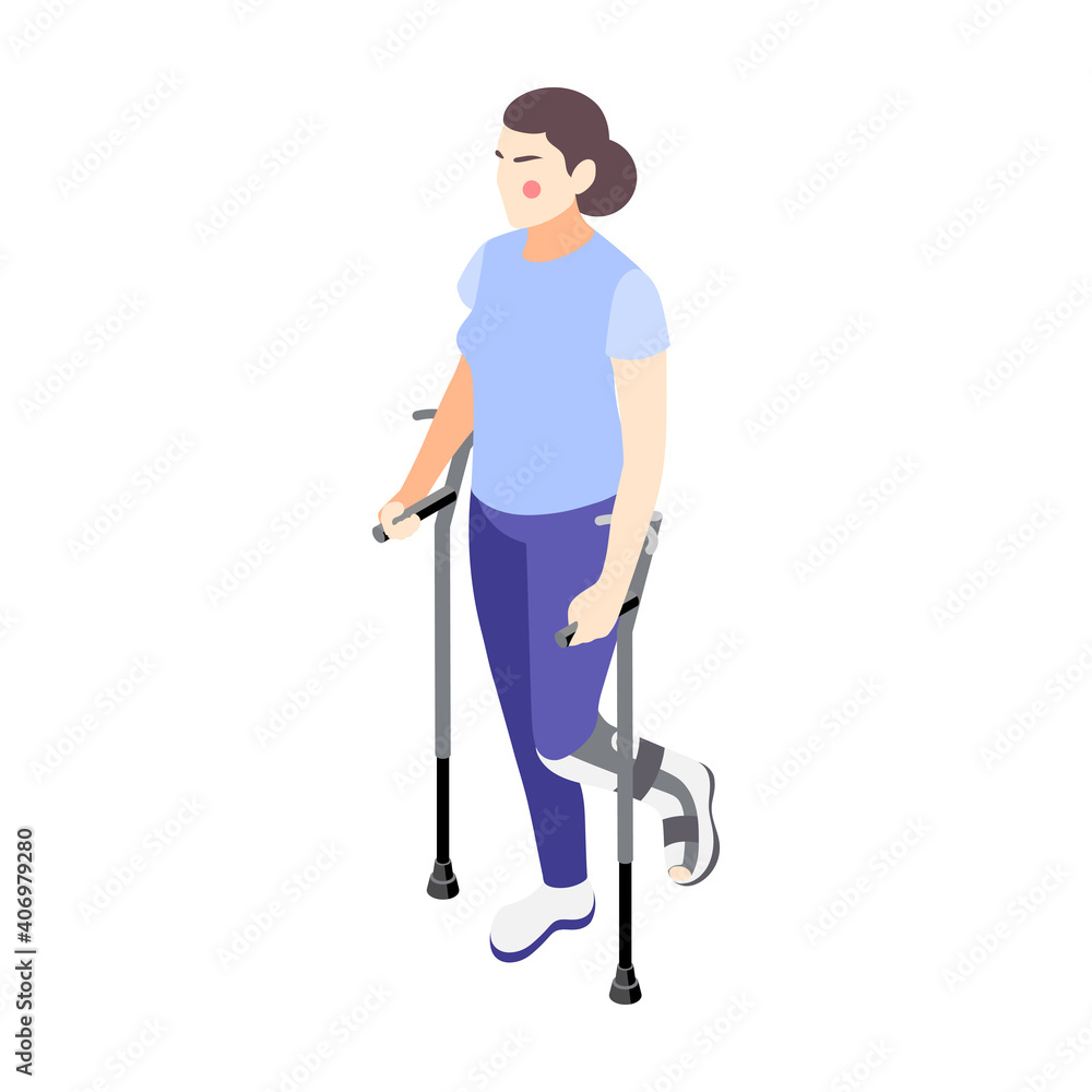 Woman With Crutches Icon Woman With Crutches Icon