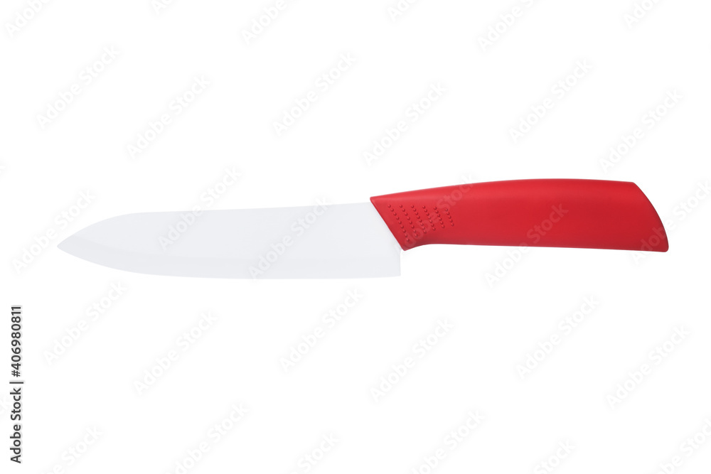 Ceramic knife with Red color handle isolated on white background. Ceramic knife with Red color handle isolated on white background.