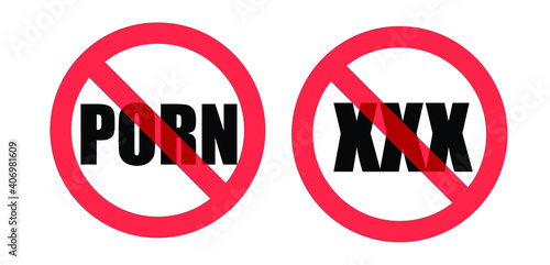 pornography ban symbol, ban porn icon vector illustration, eps 10