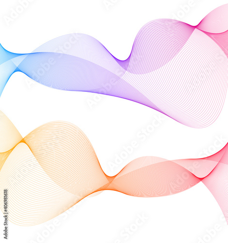 Design elements. Wave of many color lines. Abstract vertical wavy stripes on white background isolated. Creative line art
