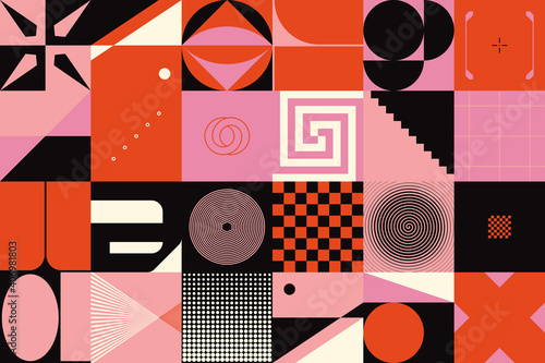 Neo Modernism Inspiried Artwork With Meta Design Geometric Pattern Composition