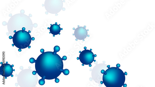 Illustration of corona virus. Blue virus cells on white. Medical background