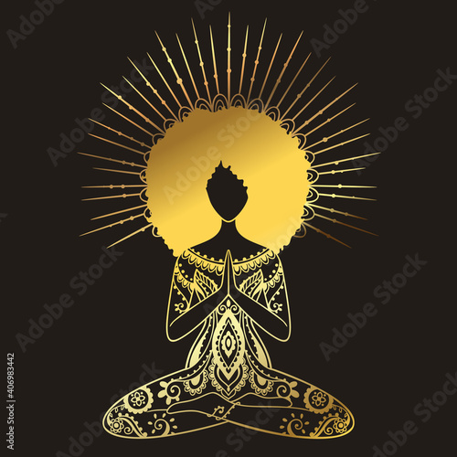 Yoga girl. African american woman doing yoga