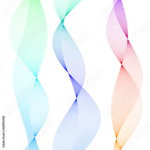 Design elements. Wave of many color lines. Abstract vertical wavy stripes on white background isolated. Creative line art