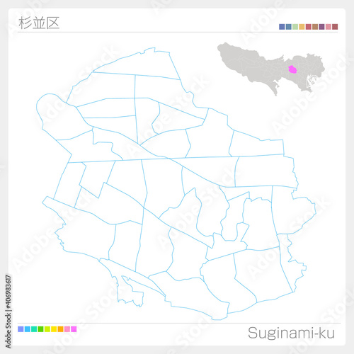 杉並区・Suginami-ku・白地図（東京都）