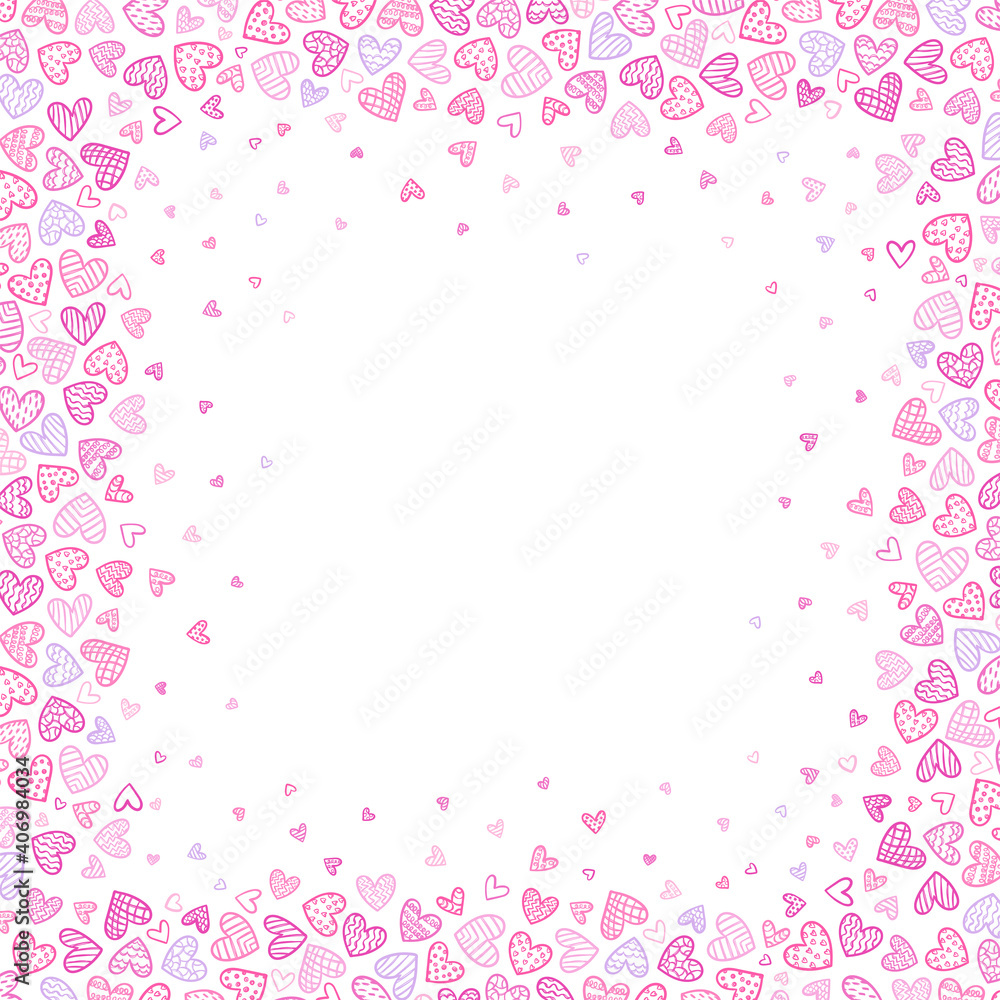 Fun hand drawn love design, colorful doodle hearts background, great for banners, wallpapers, textiles - vector design