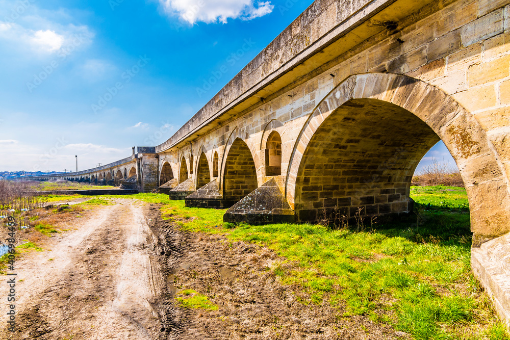 The longest stone bridge of world in Uzunkopru Town of Turkey