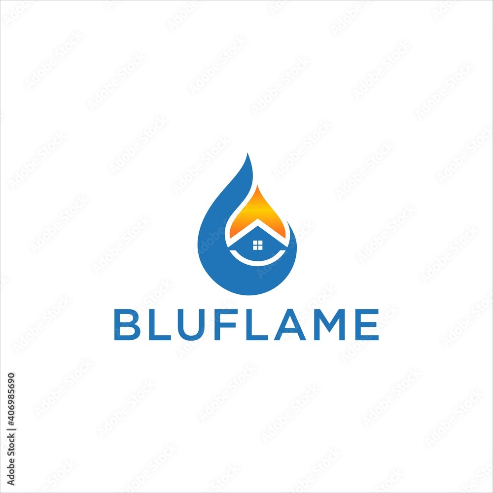 Gas and Water Symbol Logo Design with Flame, Drop, and Blue Elements for Clean Energy and Ecology Themes Gas and Water Symbol Logo Design with Flame, Drop, and Blue Elements for Clean Energy and Ecology Themes