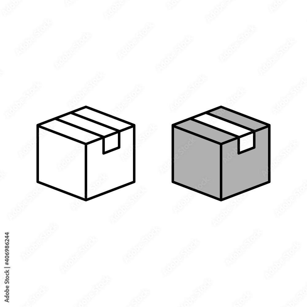 Set of Box icon in flat style. Vector