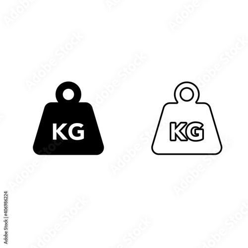 Set of Simple KG weight silhouette icon, isolated