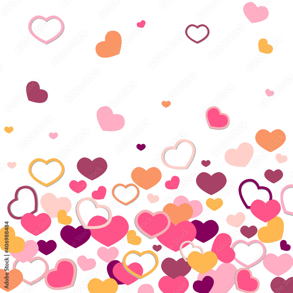 Valentine's day greeting card with hearts, vector illustration.