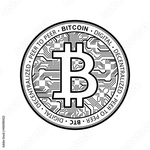 Bitcoin currency crypto coin icon. International stock exchange. Network bitcoin marketing vector banner sign vector illustration