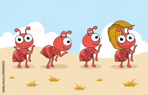 Ant Cartoon Set Collection Team