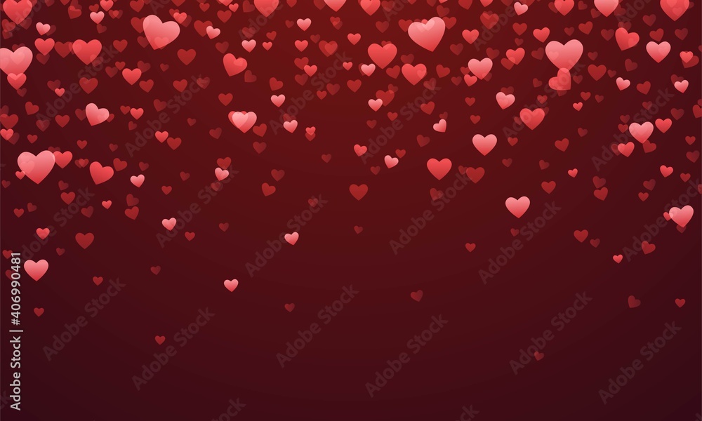 Romantic background for Valentines Day with hearts. Vector illustration with empty place for your text and design