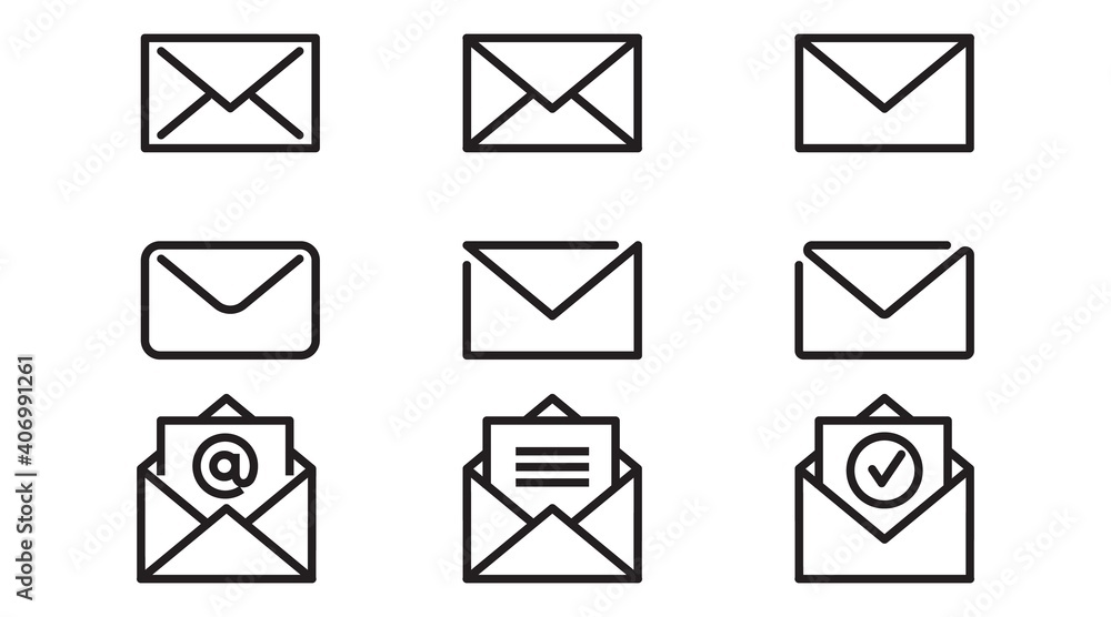 Mail icon. envelope line, flat. feedback letter sign. symbol Isolated vector illustration set email. Mail icon. envelope line, flat. feedback letter sign. symbol Isolated vector illustration set email.