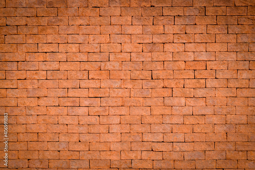 Red block brick wall for making background.