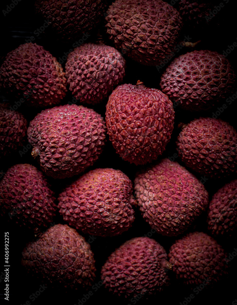 lychee fruit on black lychee fruit on black