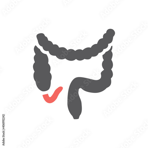 Appendicitis. Inflammation of the appendix. Vector icon for web graphic.