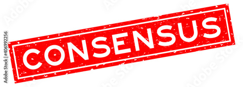 Grunge red consensus word square rubber seal stamp on white background