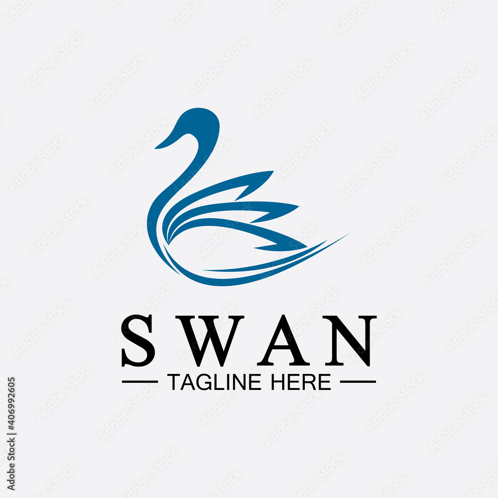 Swan logo icon vector illustration design template.elegant Flying swan bird logo Swan logo icon vector illustration design template.elegant Flying swan bird logo
