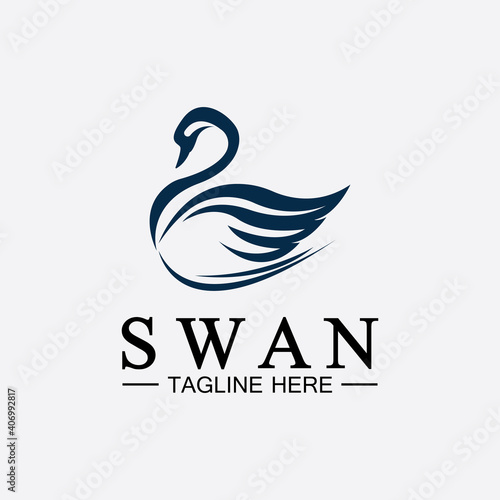 Fototapeta Naklejka Na Ścianę i Meble -  Swan logo icon vector illustration  design template.elegant Flying swan bird logo