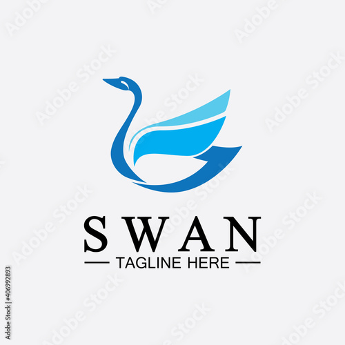 Fototapeta Naklejka Na Ścianę i Meble -  Swan logo icon vector illustration  design template.elegant Flying swan bird logo