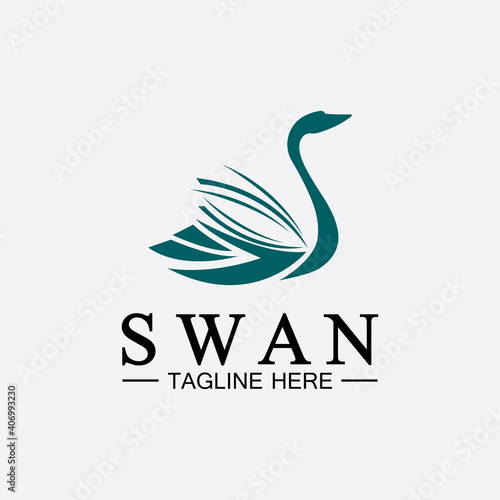 Swan logo icon vector illustration  design template.elegant Flying swan bird logo