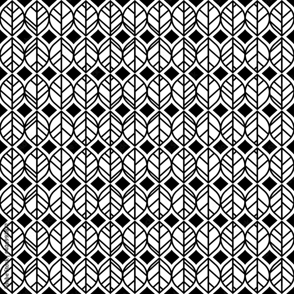 Abstract black and white vector leaf seamless pattern Abstract black and white vector leaf seamless pattern