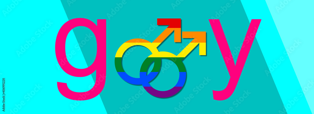 LGBT community. Digital graphic, logo, poster. The double male sign embedded in banner text. Illustration. The symbol that represents the gay male. Simplicity and elegance, icon design effects. LGBT community. Digital graphic, logo, poster. The double male sign embedded in banner text. Illustration. The symbol that represents the gay male. Simplicity and elegance, icon design effects.