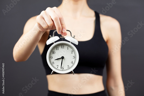 It's time to burn some calories. Young woman doing morning sports. sport concept background, banner.
