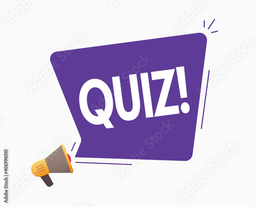 Quiz poll or competition game announcement icon vector, interview discussion idea sign flat design illustration from megaphone loudspeaker bubble speech