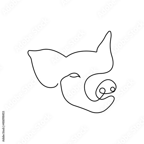 One line pig design. Minimalism style vector illustration