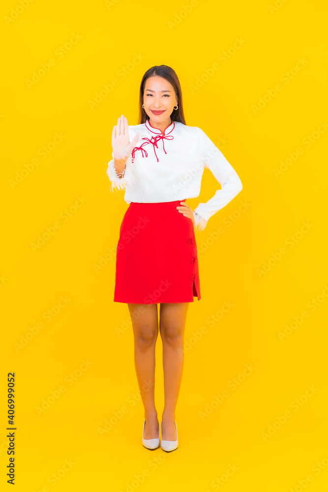 Portrait beautiful young asian woman smile in action Portrait beautiful young asian woman smile in action