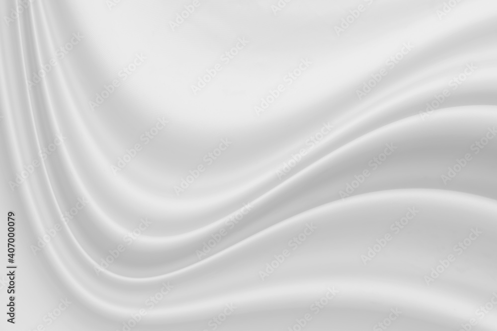 Closeup  elegant crumpled of white silk fabric cloth background and texture. Luxury background design.-Image.