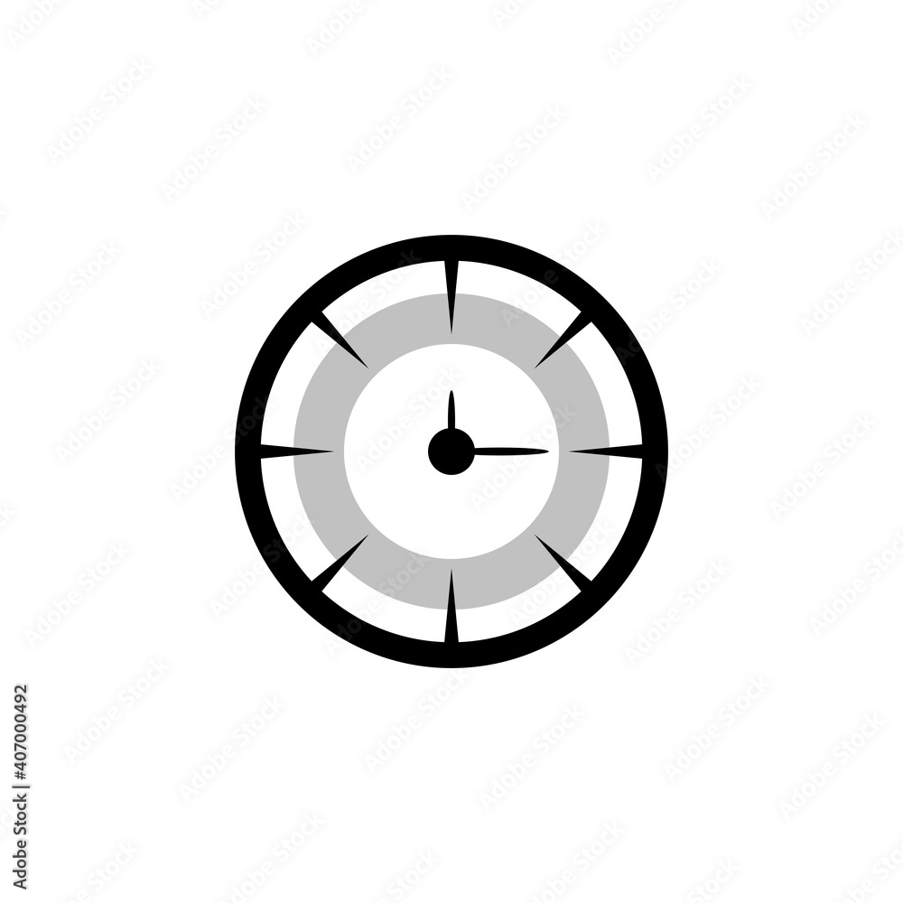 A simple black clock symbol or icon that resembles a wheel A simple black clock symbol or icon that resembles a wheel