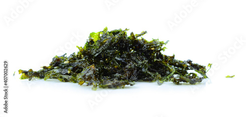 Japanese food nori dry seaweed or edible seaweed on white