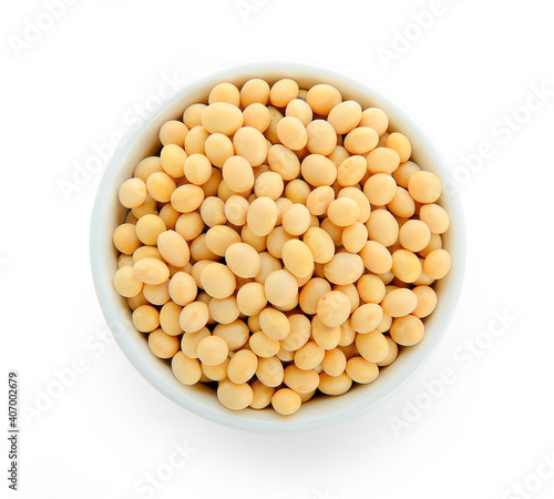 Healthy gold soybean isolated on white background