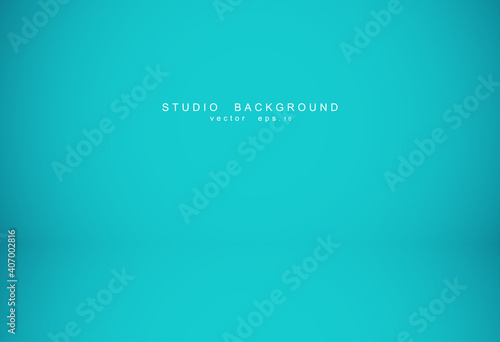 Empty blue studio room Backdrop. Light interior with copyspace f