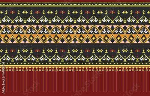 Geometric ethnic pattern traditional Design for background,carpet,wallpaper,clothing,wrapping,Batik,fabric,sarong,Vector illustration embroidery style.