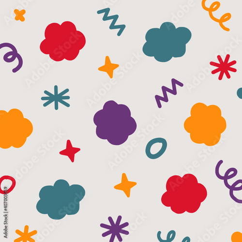 Hand drawn abstraction. Bright vector seamless pattern