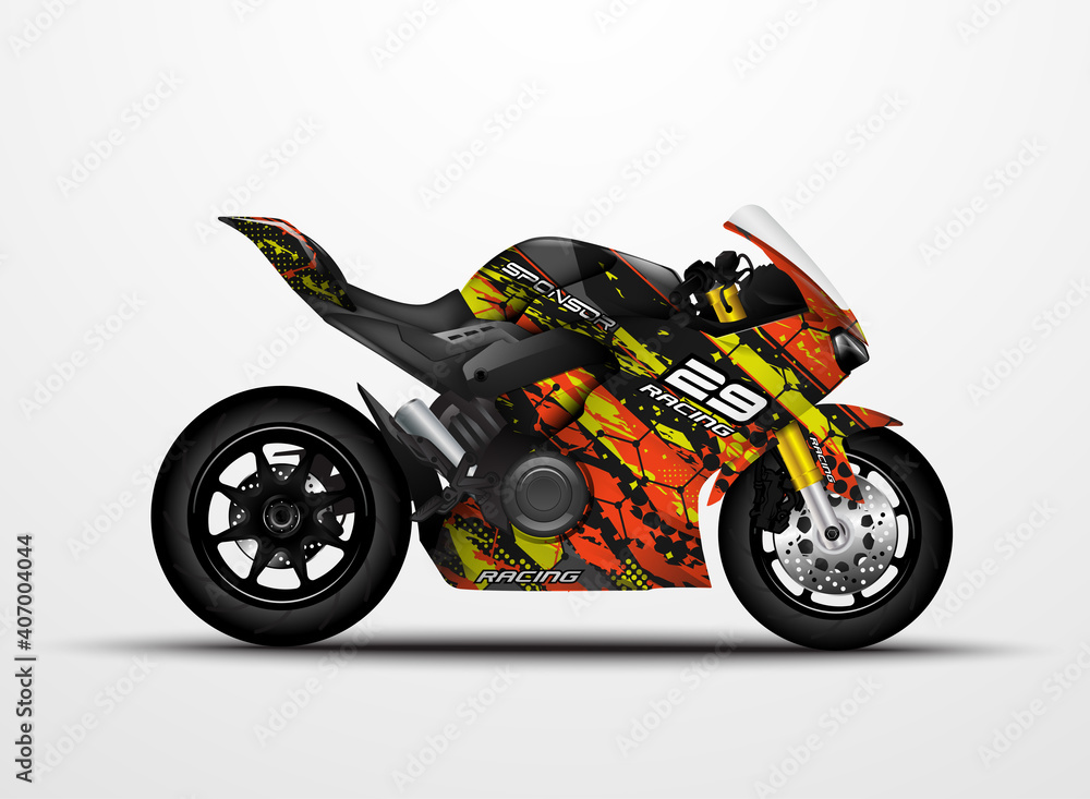 Obraz premium Motorcycle Sportbikes wrap decal and vinyl sticker design.