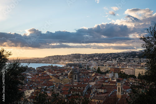 sunset over the city of Nice