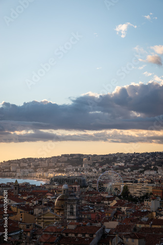 sunset over the city of Nice