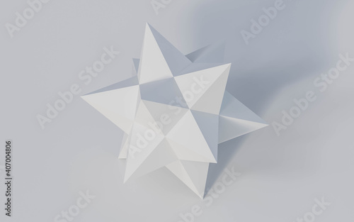 white geometric object star shape on white background 3d render illustration