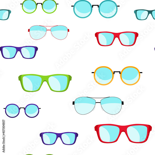 Collection Set of sun glasses seamless pattern background. Vector Illustration