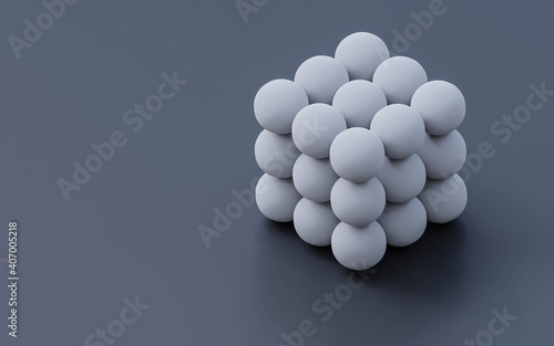 white ball shpere cube on dark background abstract 3d render illustration